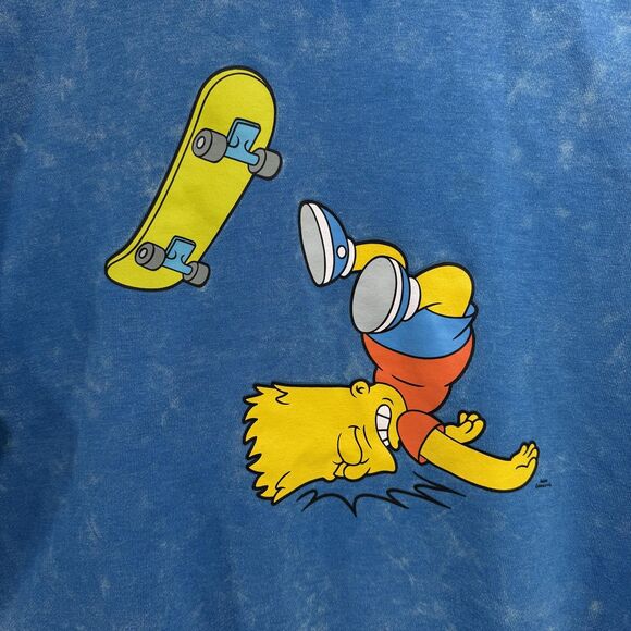 Simpsons Bart Skateboard Graphic Sweatshirt XXL Blue Acid Wash Retro 90s Style - Picture 12 of 12
